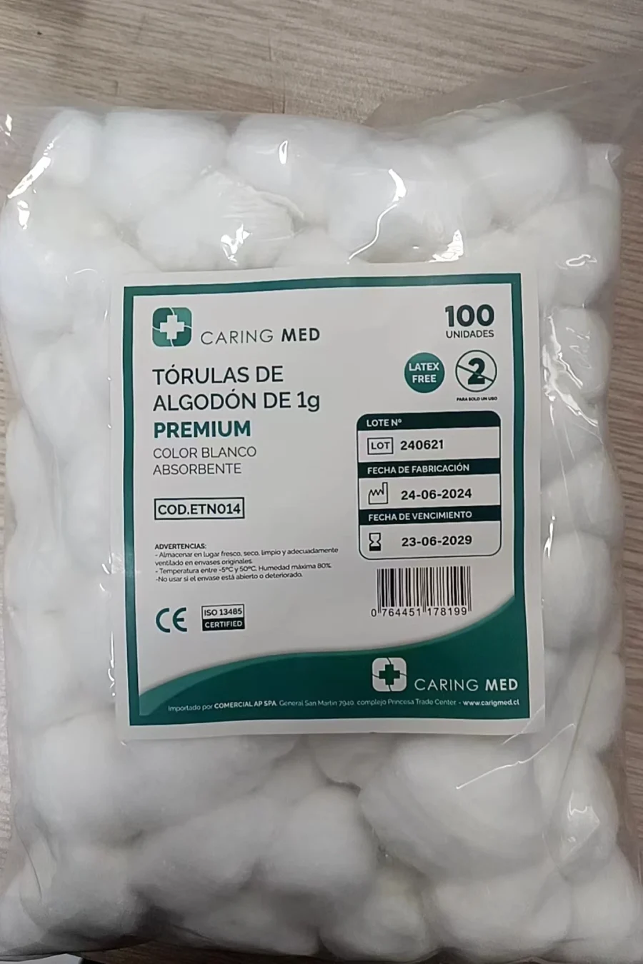 Alternative view of Torula de Algodón Bolsa 100 unidades